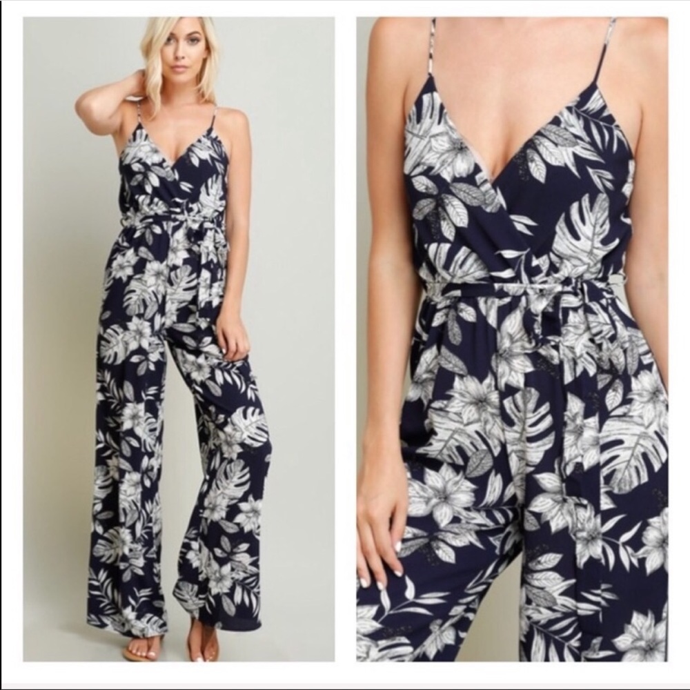 3 Pack Navy Floral Jumpsuit